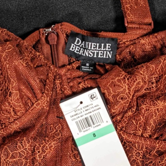 NWT DANIELLE BERNSTEIN LACE THONG BODYSUIT - brown - sz 8 - Picture 3 of 3